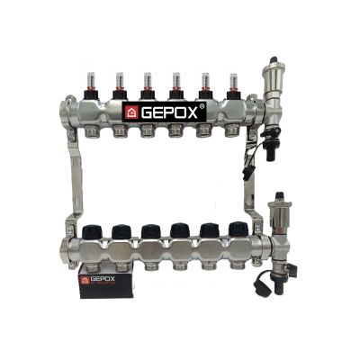 Rozdzielacz 6 nierdzewny do podłogówki GEPOX PL GEP-PRO-6N